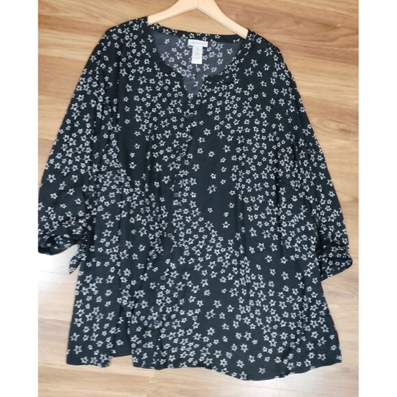 Catherines Womens Blouse 4X Black Star Lightweight FREE SHIPPING! - Picture 10 of 12